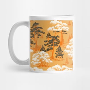 Warm Pine trees in shades of orange, yellow and vanilla with black highlights Mug